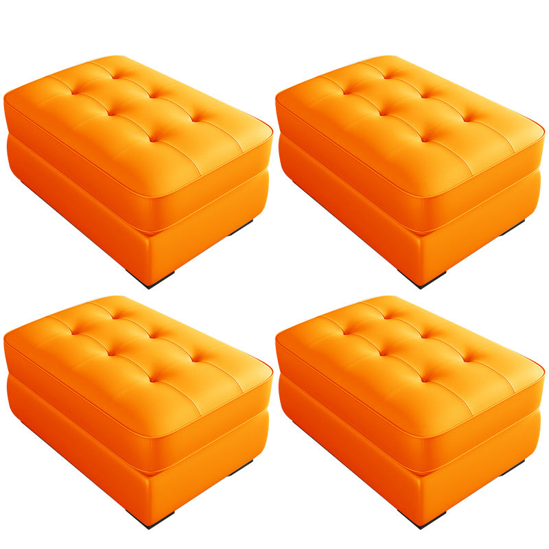Contemporary Style Rectangular Ottoman Leather Foot Stool with Legs Orange 4 Piece Set Clearhalo 'furn' 'furn_ottomans_poufs' 'Furniture' 'Living Room Furniture' 'Ottomans & Poufs' 'ottomans_poufs' 7488421