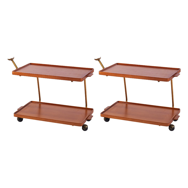 Cherry Wooden Storage End Table Rectangular 2-Tier Side Table with Casters 30"L x 16"W x 22"H Brown 2 Clearhalo 'Coffee & Accent Tables' 'End & Side Tables' 'end_side_tables' 'furn' 'furn_end_side_tables' 'Furniture' 'Living Room Furniture' 7488788