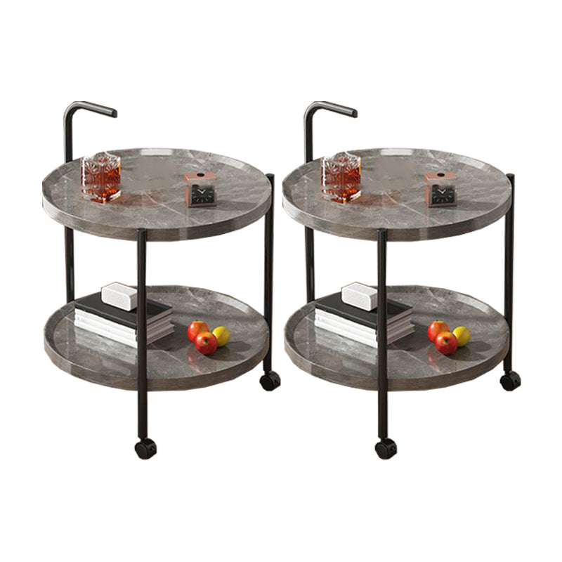 Black Metal 3 Legs Side Table Modernistic Sofa Side Accent Table with Shelf 23.6"L x 23.6"W x 27.6"H Gray 2 Clearhalo 'Coffee & Accent Tables' 'End & Side Tables' 'end_side_tables' 'furn' 'furn_end_side_tables' 'Furniture' 'Living Room Furniture' 7488815