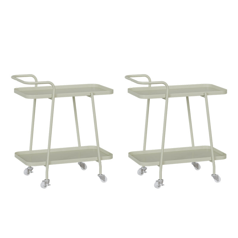 Rectangular Metal End Table with Casters Glam 22.8" Tall Side Table with Shelf White 2 Clearhalo 'Coffee & Accent Tables' 'End & Side Tables' 'end_side_tables' 'furn' 'furn_end_side_tables' 'Furniture' 'Living Room Furniture' 7488876