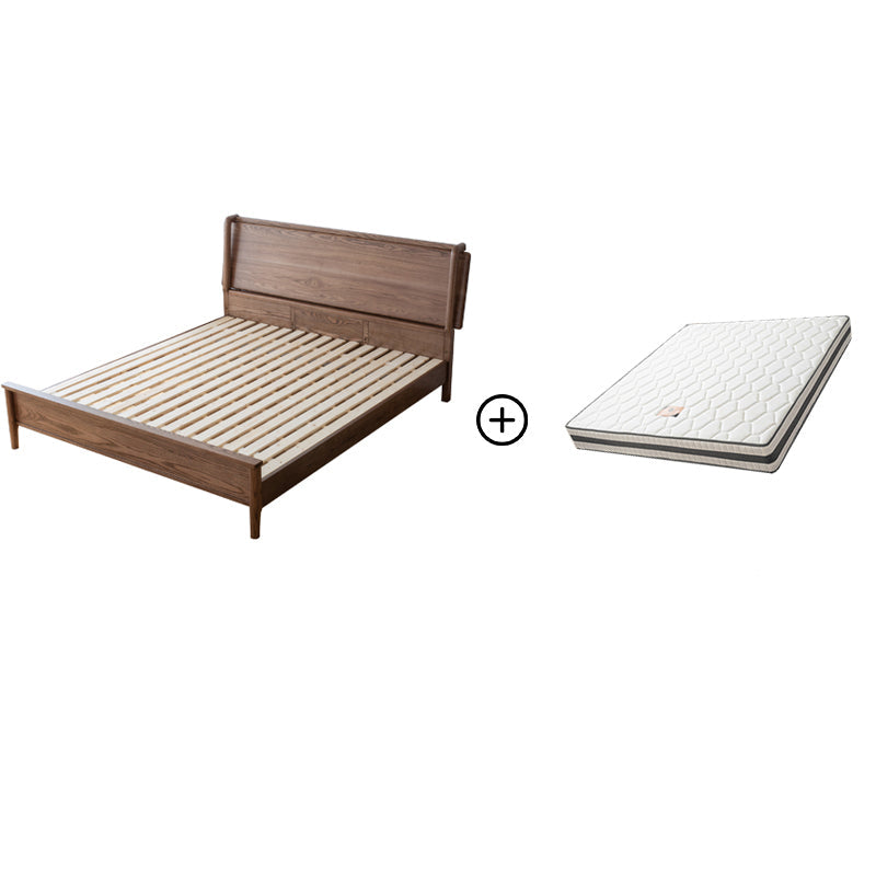 Mid-Century Modern Solid Color Bed Wood Rectangular Bed Frame