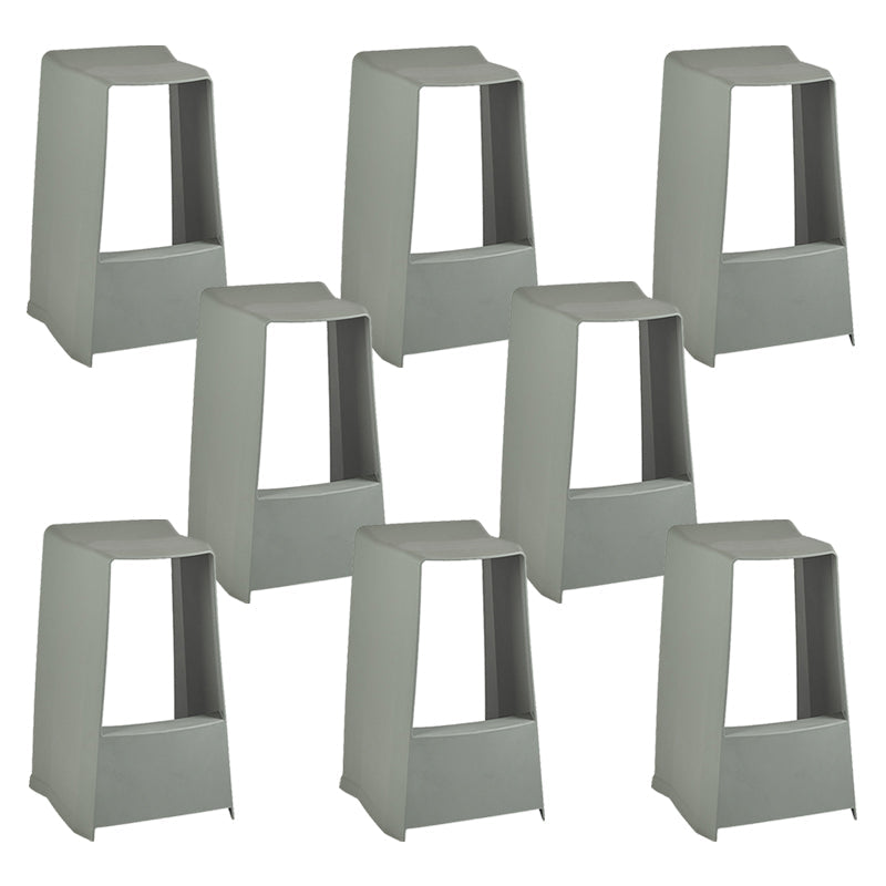 Modern Style Plastic Counter Stool Armless Barstool with Footrest Grey 8 Piece Set Clearhalo 'Bar Furniture' 'Bar Stools' 'bar_stools' 'furn' 'furn_bar_stools' 'Furniture' 'Kitchen & Dining Furniture' 7491706