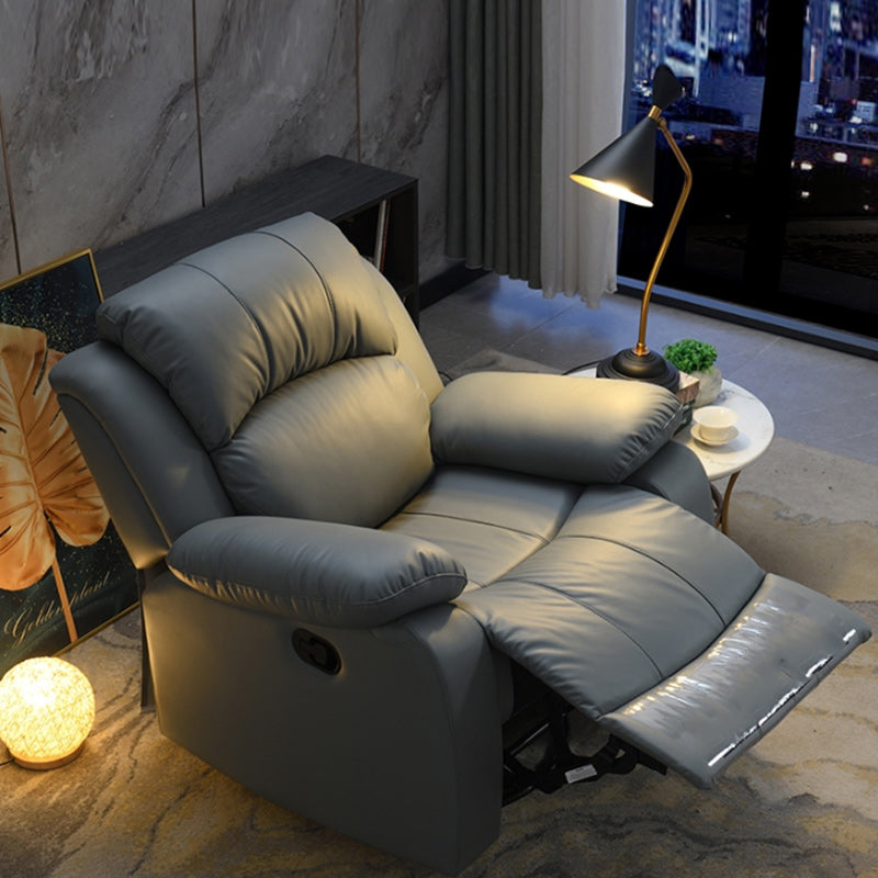 Contemporary Home Theater Recliner Metal Solid Color Indoor No Motion Reclining Gray Clearhalo 'Chairs & Seating' 'furn' 'furn_recliners' 'Furniture' 'Living Room Furniture' 'Recliners' 7493231