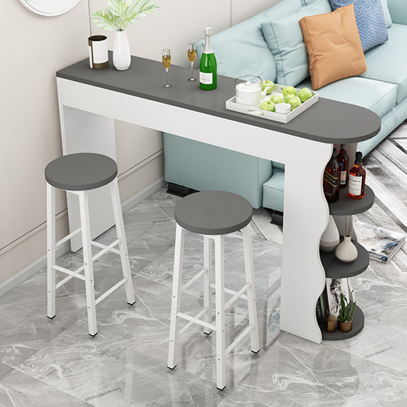 Double Pedestal Bar Table Set 1/3 Pcs Wood Frame Bar Table and Backless Stools