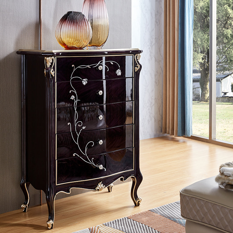 Classal tocador glam -tosser de almacenamiento de madera con 5 cajones