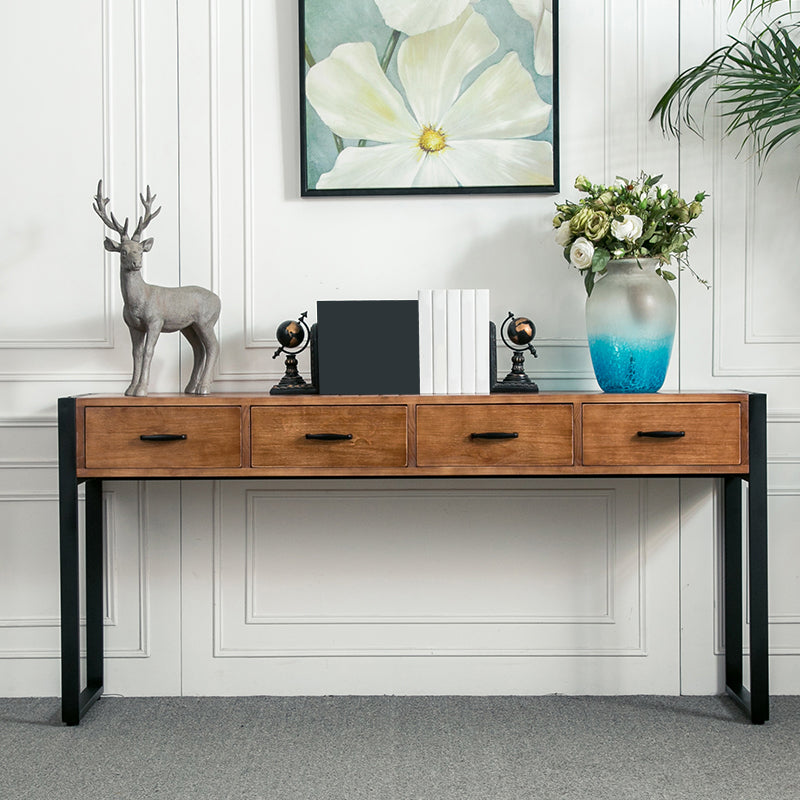 Modern Rectangular Console Table Metal Console Sofa Table in Brown 71"L x 16"W x 30"H Clearhalo 'Console Tables' 'console_tables' 'Entry & Mudroom Furniture' 'furn' 'furn_console_tables' 'Furniture' 7496467