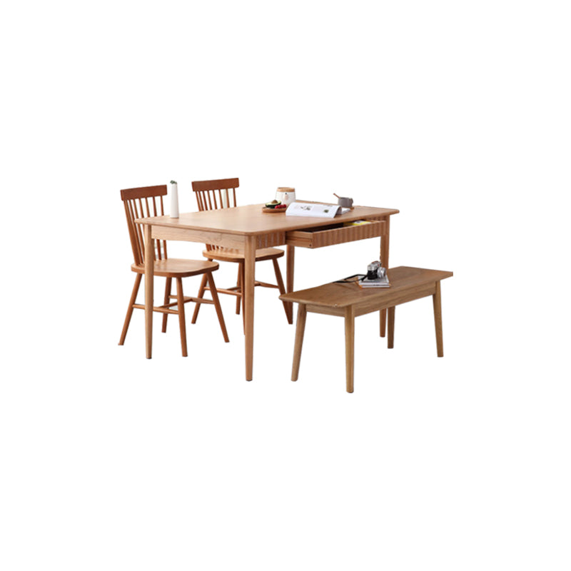 1/4/5 Pieces Dining Room Furniture Set Solid Wood Table and Bench Set