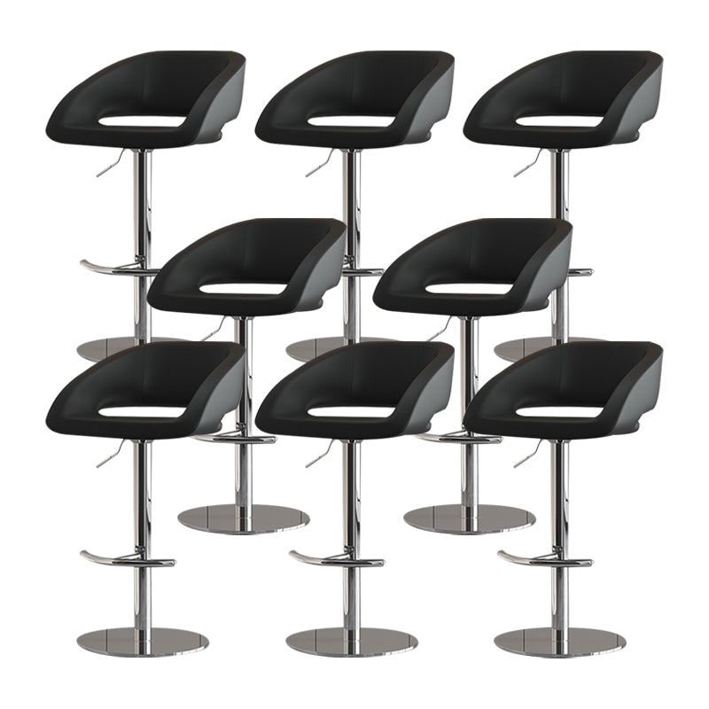 Contemporary Style Metal Bar Stool Footrest Counter Stool for Indoor Black 8 Piece Set Clearhalo 'Bar Furniture' 'Bar Stools' 'bar_stools' 'furn' 'furn_bar_stools' 'Furniture' 'Kitchen & Dining Furniture' 7500168