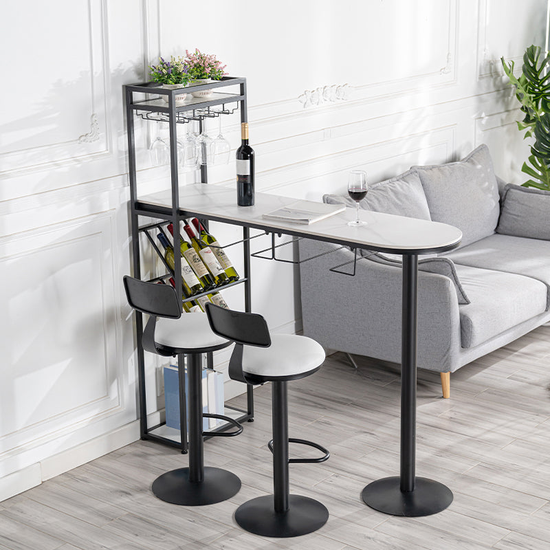 Glam Stone Pub Dining Set 1/2/3 Pcs Specialty Pub Set for Indoor Table & Chair(s) 39.4"L x 15.7"W x 41.3"H Black White Clearhalo 'Bar Furniture' 'furn' 'furn_home_bar_bar_sets' 'Furniture' 'Home Bars & Bar Sets' 'home_bar_bar_sets' 'Kitchen & Dining Furniture' 7500277
