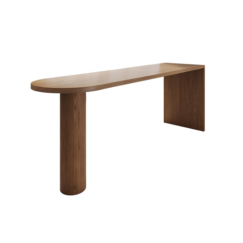 二重台座カウンター高さダイニングテーブル茶色のカウンターワインテーブル