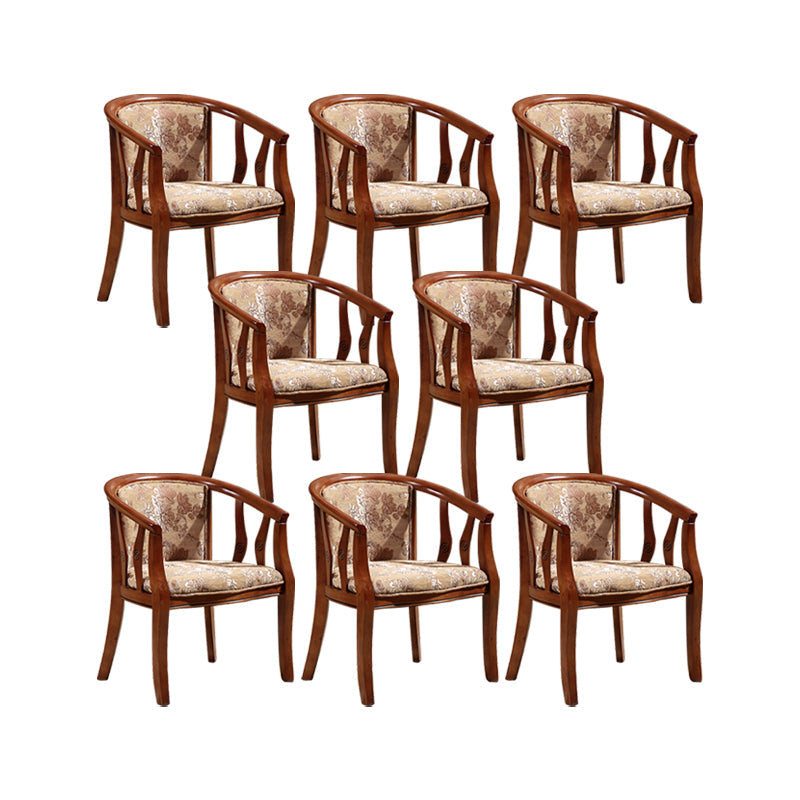 Silla de brazo de brazo de comedor de marco de madera maciza cubierta