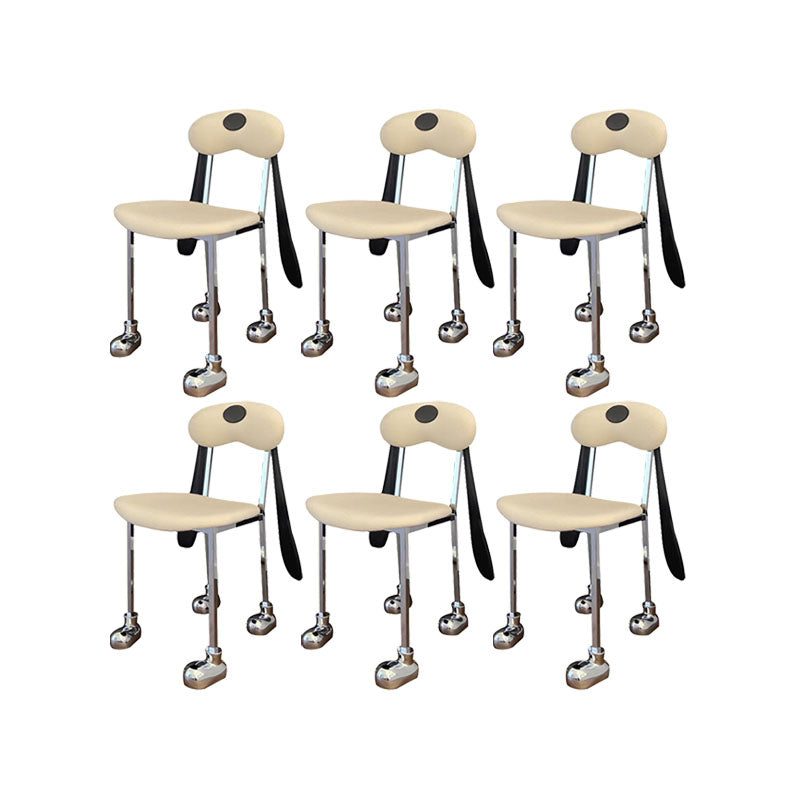 Contemporary Upholstered Armless Chair Home Silver Legs Dining Chair