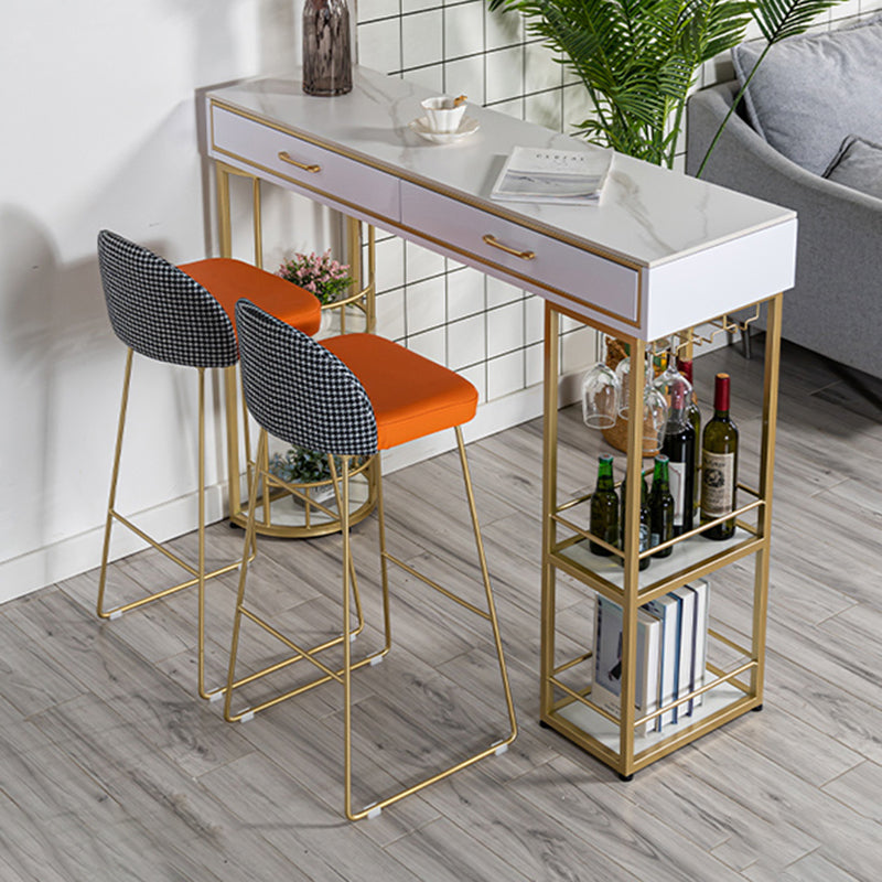 Glam Stone Rectangle Counter Table 1/3 Pieces Bar Table Set for Living Room Table & Chair(s) Orange Clearhalo 'Bar Furniture' 'furn' 'furn_home_bar_bar_sets' 'Furniture' 'Home Bars & Bar Sets' 'home_bar_bar_sets' 'Kitchen & Dining Furniture' 7508280
