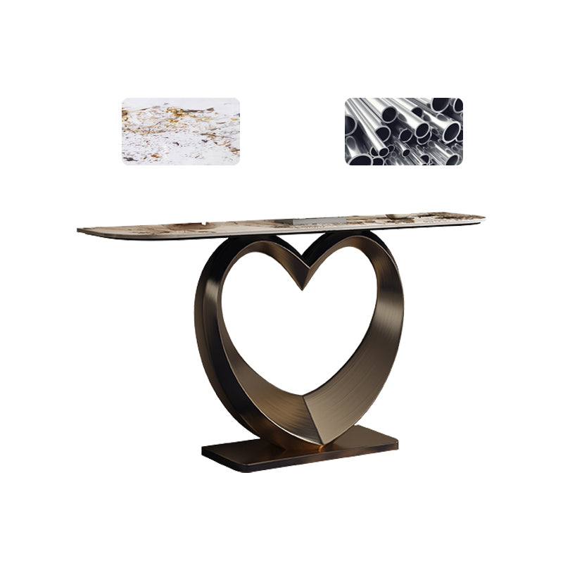 Half Moon Shape Contemporary Console Table Gold Stone Console Sofa Table Bronze Clearhalo 'Console Tables' 'console_tables' 'Entry & Mudroom Furniture' 'furn' 'furn_console_tables' 'Furniture' 7517237