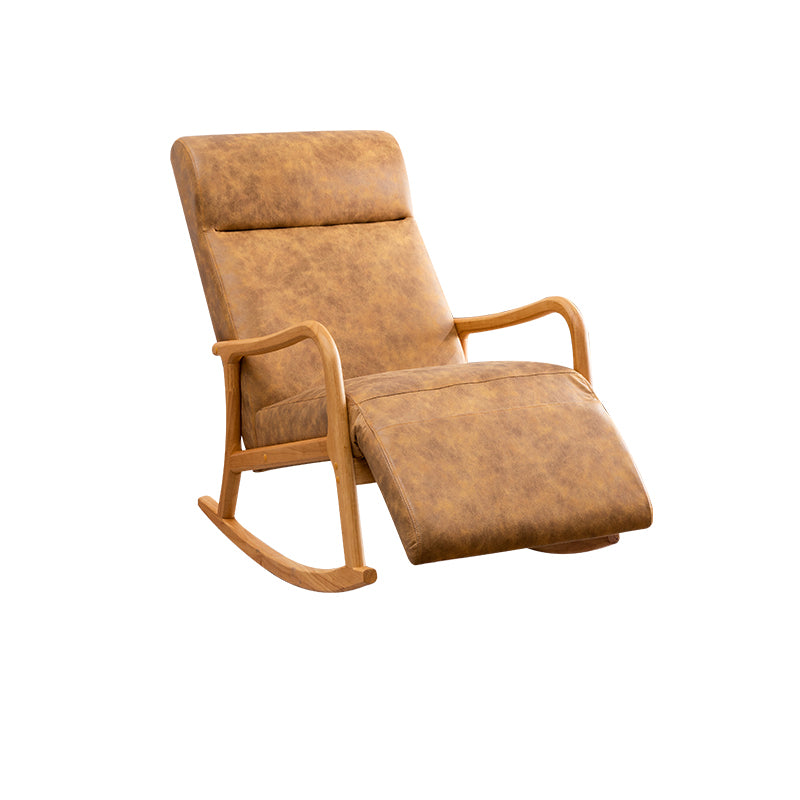 Wood Base Rocking Chair Leisure Upholstered Lazy Sofa Chair for Living Room Yellow Natural Clearhalo 'Chairs & Seating' 'furn' 'furn_rocking_chairs' 'Furniture' 'Living Room Furniture' 'Rocking Chairs' 'rocking_chairs' 7518354