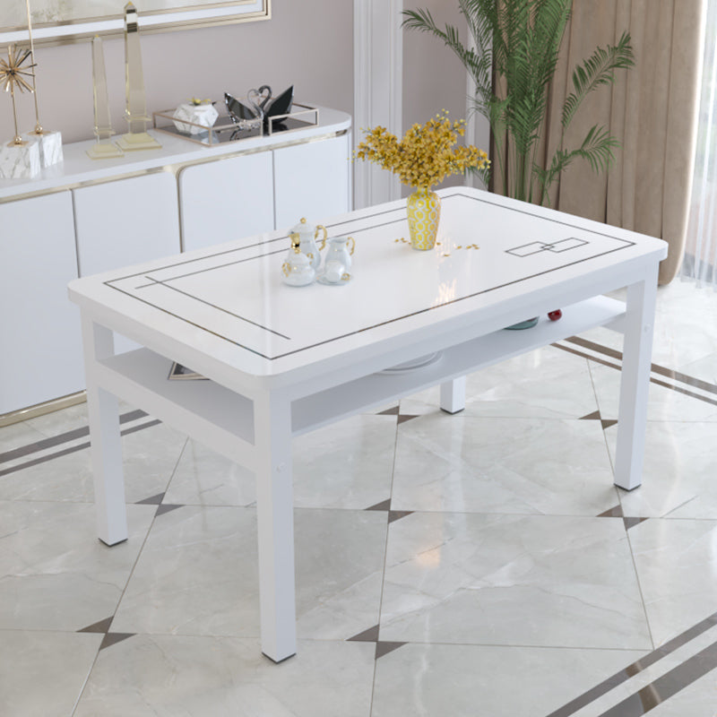 Modern Tempered Glass Desktop Rectangle Dining Table for Dining Room 47.2"L x 31.5"W x 30.7"H Without Chairs Clearhalo 'Dining Tables & Seating' 'Dining Tables' 'dining_table' 'furn' 'furn_dining_table' 'Furniture' 'Kitchen & Dining Furniture' 7519457