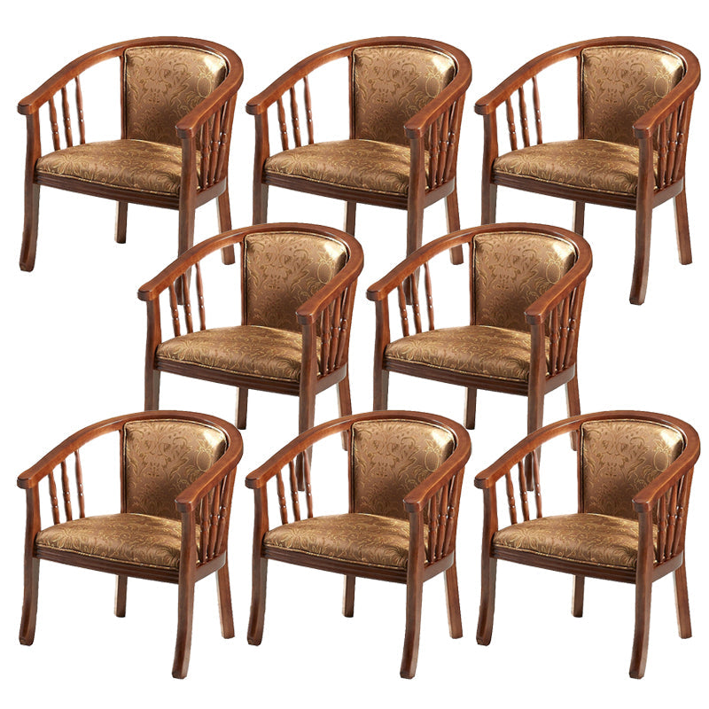 Modern Simple Arm Chair Wooden Base Upholstered Guest Chair for Dining Room Light Walnut 8 Piece Set Clearhalo 'Dining Chairs' 'Dining Tables & Seating' 'dining_chair' 'furn' 'furn_dining_chair' 'Furniture' 'Kitchen & Dining Furniture' 7519766