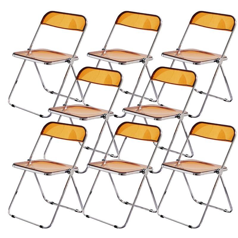 Silla acrílica moderna de respaldo plegable con patas de metal para el comedor