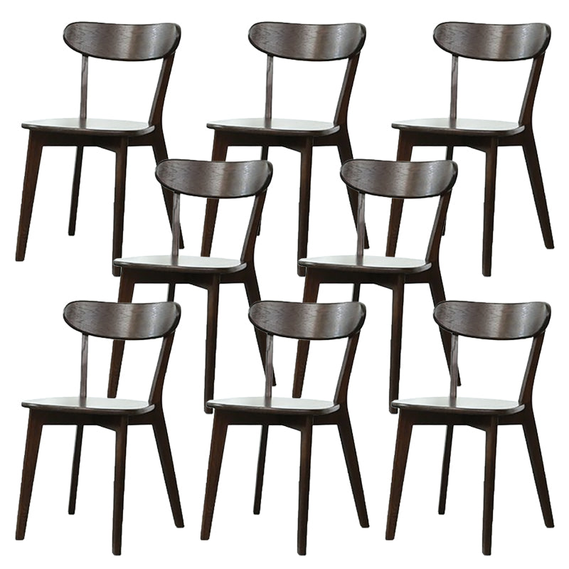 Silla de madera de respaldo sin brazo moderna con patas de roble para el comedor