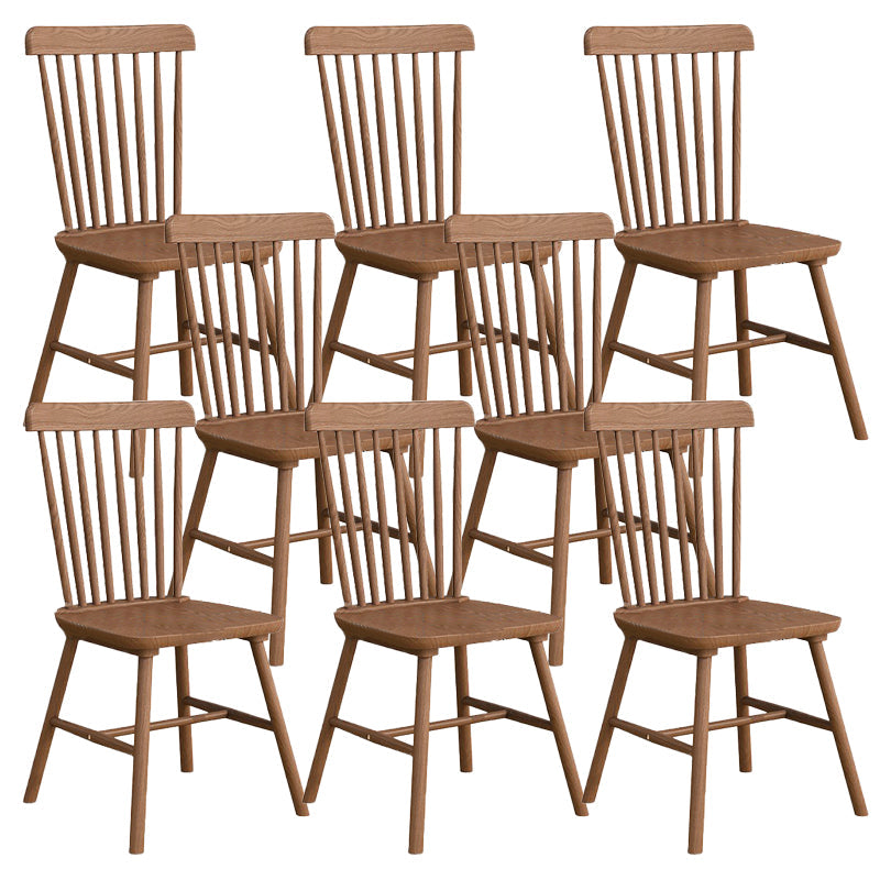 Modern Armless Backrest Chair with Rubber Wood Legs for Dining Room Nut-Brown 8 Piece Set Clearhalo 'Dining Chairs' 'Dining Tables & Seating' 'dining_chair' 'furn' 'furn_dining_chair' 'Furniture' 'Kitchen & Dining Furniture' 7520061