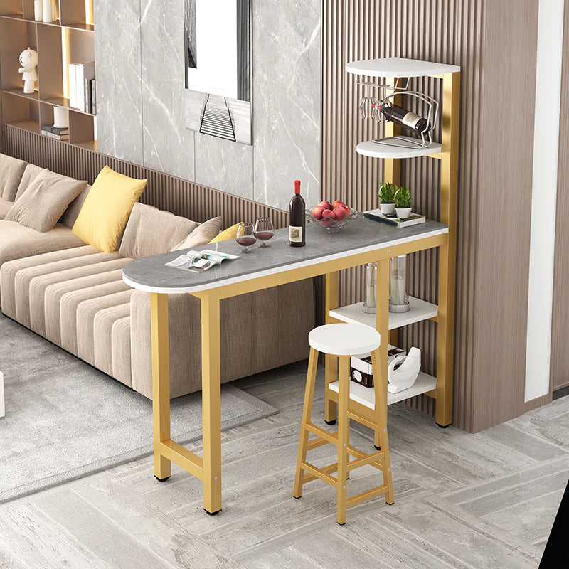 Mesa de barra de estilo de pub de 1/2 piezas de pub con taburetes de metal