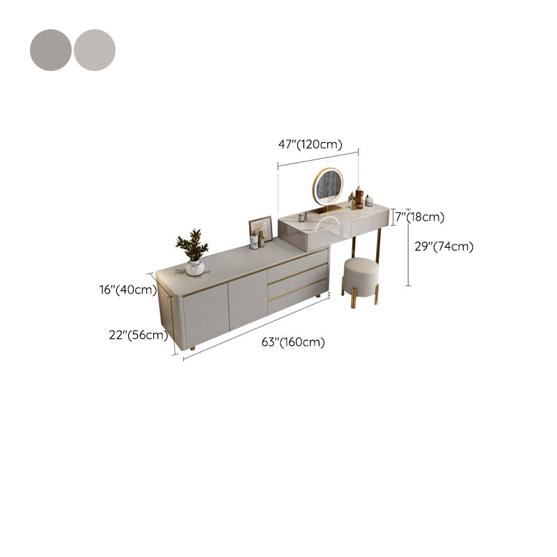 Contemporáneo con cajón Gray Lighted Mirror Bedroom Mape-Up Toce-up