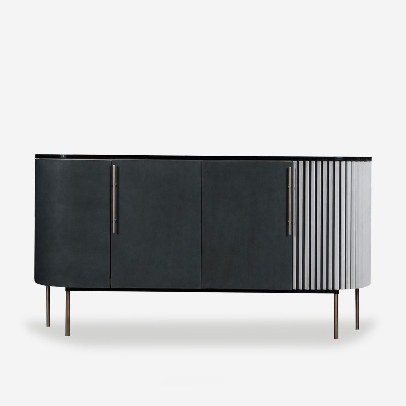Metal and Solid Wood Cabinet Black Bar Pulls Straight Legs Accent Cabinet 63"L x 16"W x 35"H Clearhalo 'Cabinets & Chests' 'cabinets_chests' 'furn' 'furn_cabinets_chests' 'Furniture' 'Living Room Furniture' 7521708