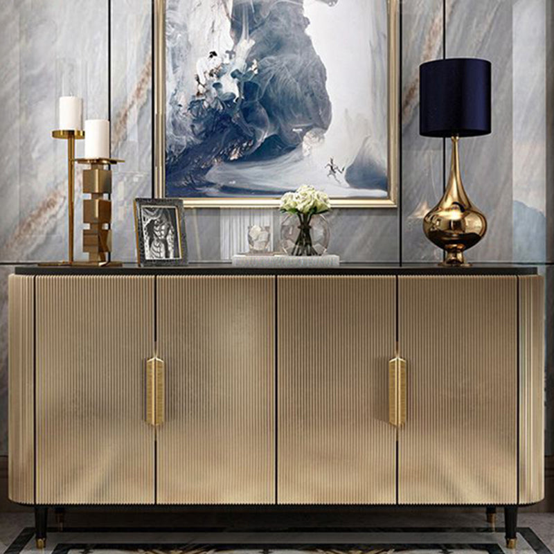 Modern Standard Accent Cabinet Wood Bar Pulls 4 - Doors Cabinet Champagne Gold Clearhalo 'Cabinets & Chests' 'cabinets_chests' 'furn' 'furn_cabinets_chests' 'Furniture' 'Living Room Furniture' 7521737