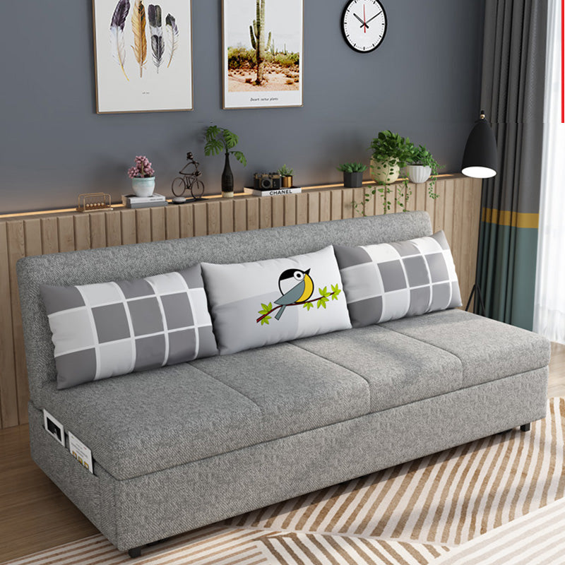 Tissu contemporain futon et matelas, canapé-lit de stockage en gris