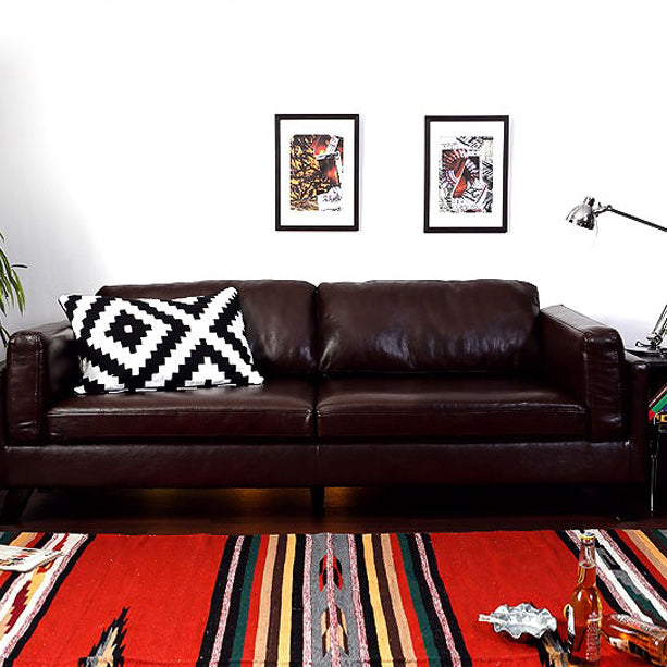 Divano in pelle finta divano a braccio quadrato con cuscini indietro per soggiorno