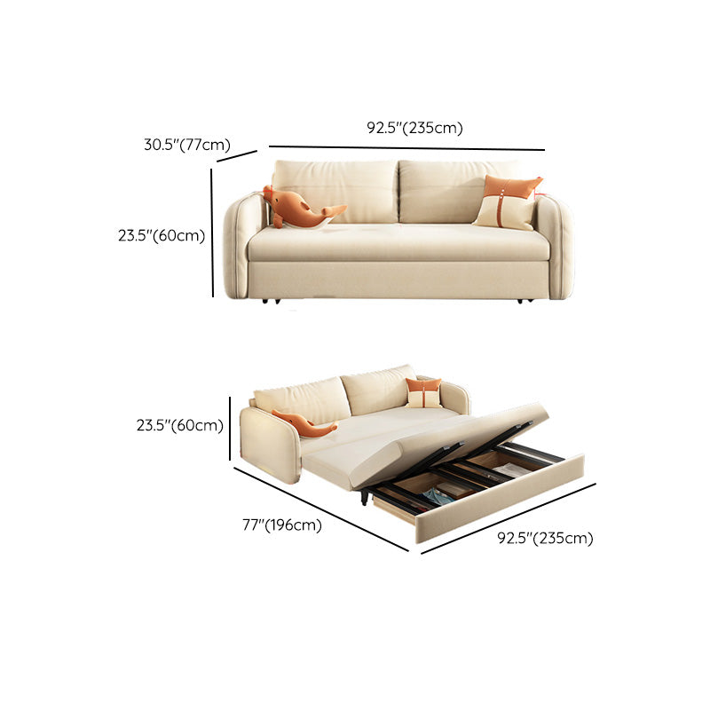 Glam Fabric Sleeper Sofa gestoffeerd Futon Sofa -bed in het wit