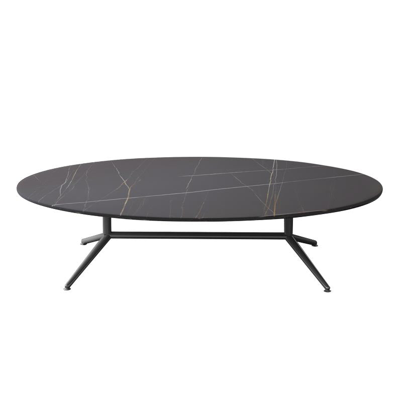 Glam Style Metal Base Cocktail Table Black and White Slate Top Coffee Table 47"L x 27.5"W x 16"H Black Clearhalo 'Coffee & Accent Tables' 'Coffee Tables' 'coffee_tables' 'furn' 'furn_coffee_tables' 'Furniture' 'Living Room Furniture' 7522908