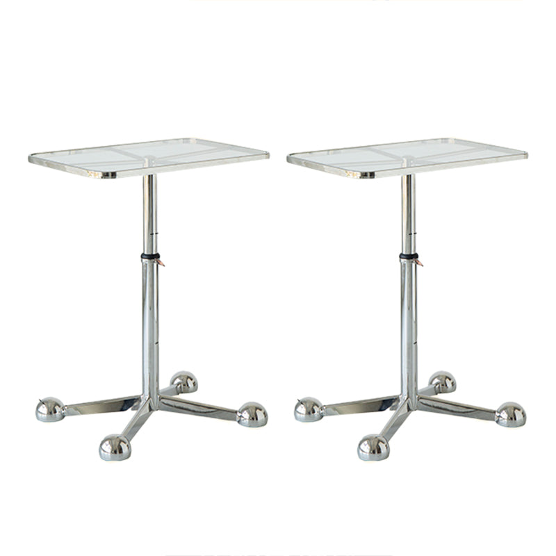 23.6" W Clear Glass End Table Pedestal Stainless Steel Side Table with Adjustable Height 2 Clearhalo 'Coffee & Accent Tables' 'End & Side Tables' 'end_side_tables' 'furn' 'furn_end_side_tables' 'Furniture' 'Living Room Furniture' 7523119