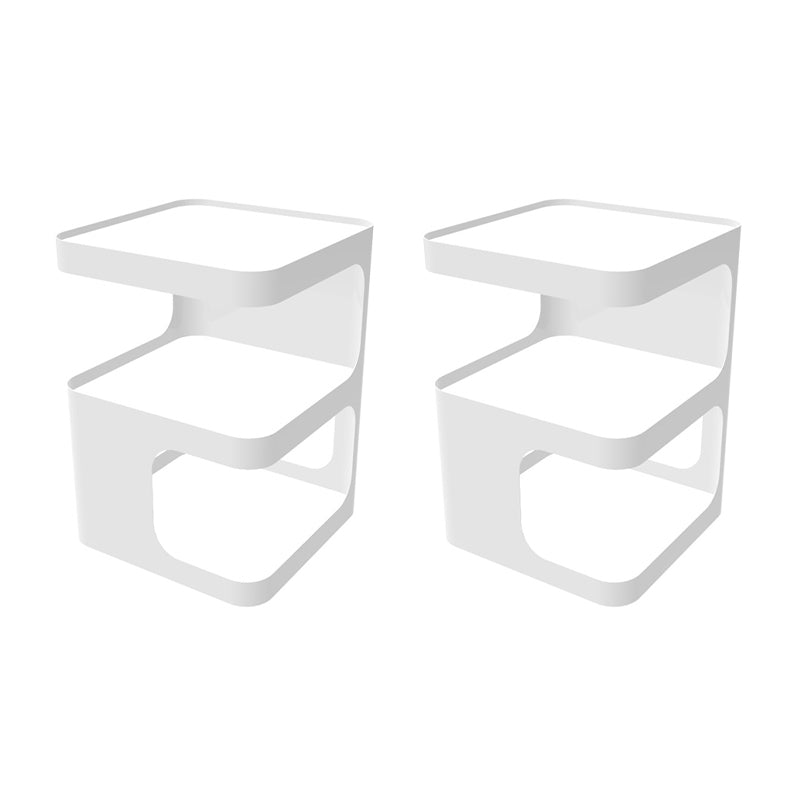 Square Iron End Table Set 21.26" Tall Metal Side Table with Storage Shelves White Geometry 2 Clearhalo 'Coffee & Accent Tables' 'End & Side Tables' 'end_side_tables' 'furn' 'furn_end_side_tables' 'Furniture' 'Living Room Furniture' 7523238