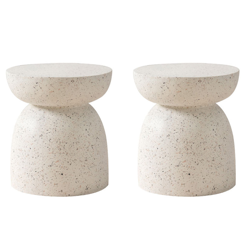 Contemporary Beige End Table 17.7" Tall Pedestal Nesting Side Tables 2 Clearhalo 'Coffee & Accent Tables' 'End & Side Tables' 'end_side_tables' 'furn' 'furn_end_side_tables' 'Furniture' 'Living Room Furniture' 7523253