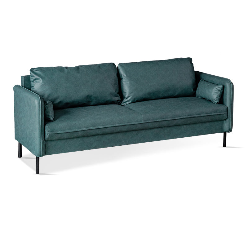 Faux Leather Sofa 29.92" High Scandinavian Square Arm Sofa for Living Room Green Faux Leather Clearhalo 'furn' 'furn_sofas' 'Furniture' 'Living Room Furniture' 'Sofa' 'sofas' 7523392