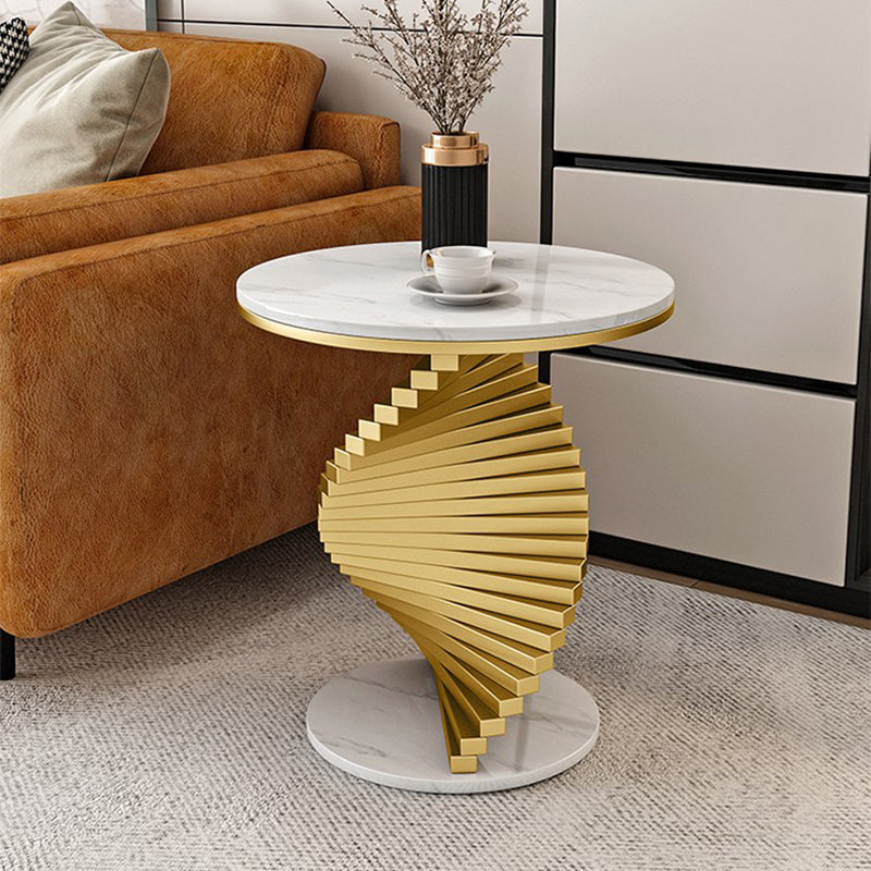Contemporary Round Metal Coffee Table Modern Cocktail Table for Living Room