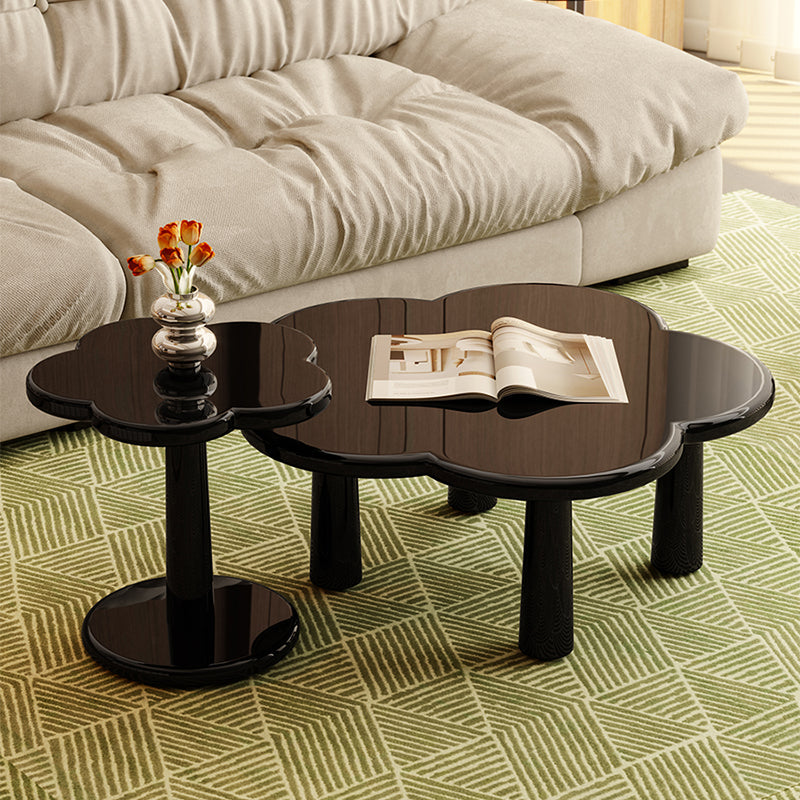Simple Black Coffee or End Table Contemporary Coffee Cocktail Table with 4 Legs 30"L x 30"W x 12"H+13"L x 13"W x 16"H Clearhalo 'Coffee & Accent Tables' 'Coffee Tables' 'coffee_tables' 'furn' 'furn_coffee_tables' 'Furniture' 'Living Room Furniture' 7523572