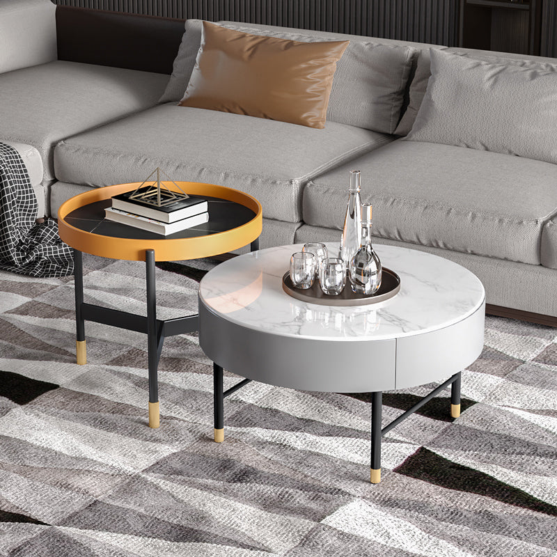 Tavolo da cocktail glam rotondo pietra 4 gambe oro tavolo da cocktail caffè