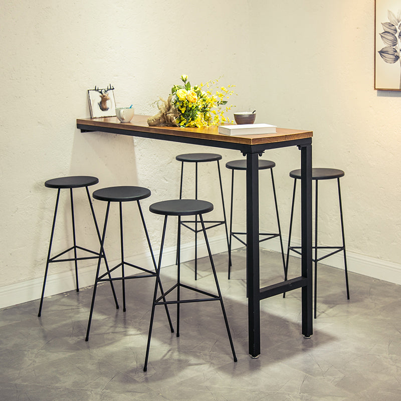 Juego de mesa de barra de rectángulo industrial 1/2/7 PCS Juego de mesa de barra de madera marrón
