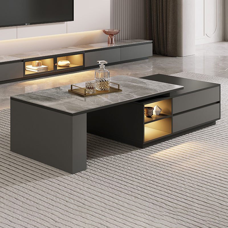 Mesa de cóctel rectangular mesa de café de piedra con cajones de almacenamiento