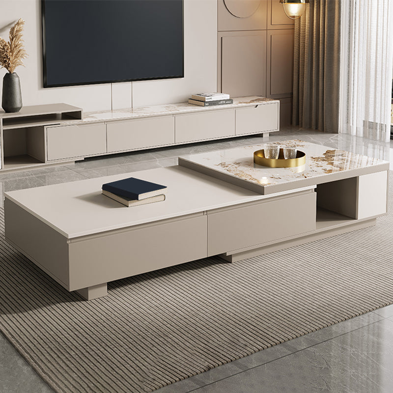 Mesa de cóctel de piedra rectángulo mesa de café solo con cajones de almacenamiento