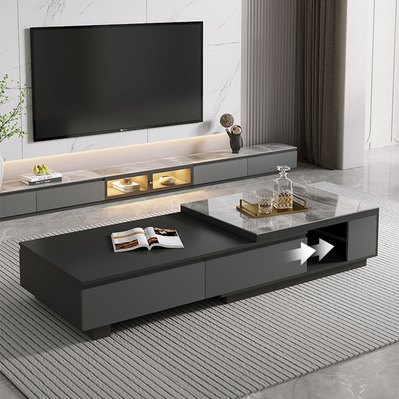 Table basse à table basse à table à cocktail en pierre avec 4 tiroirs