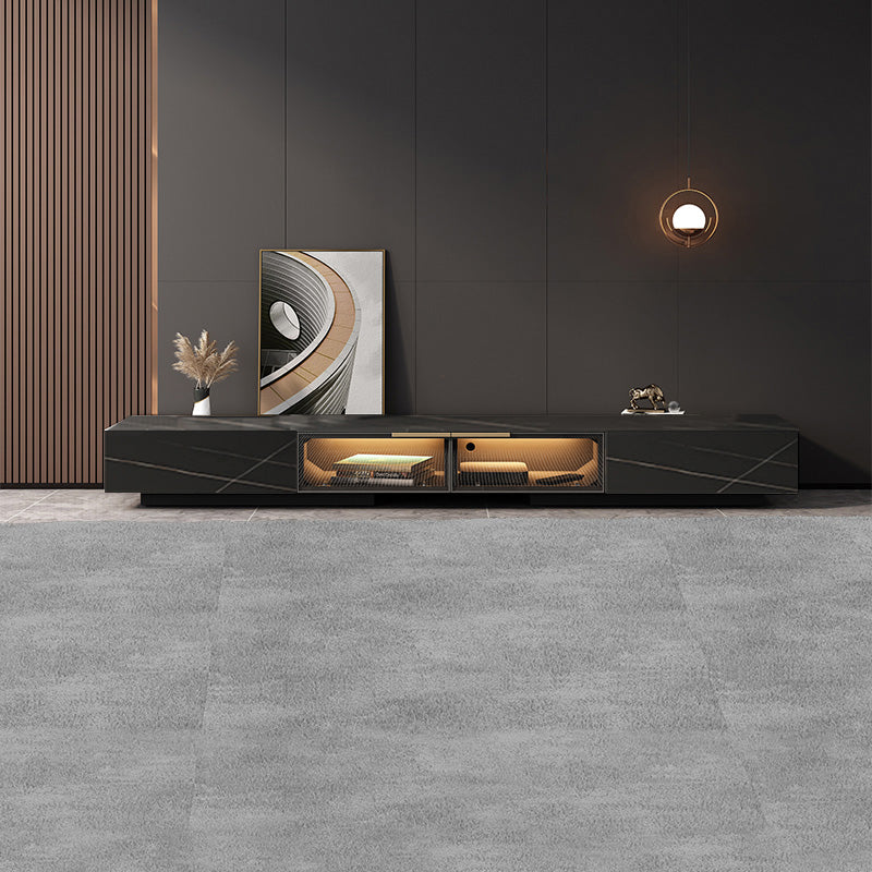 Stone TV Stand Console Contemporary Media Console with Drawers Black Clearhalo 'furn' 'furn_tv_stands_entertainment_centers' 'Furniture' 'Living Room Furniture' 'TV Stands & Entertainment Centers' 'TV Stands & Media Storage Furniture' 'tv_stands_entertainment_centers' 7534962