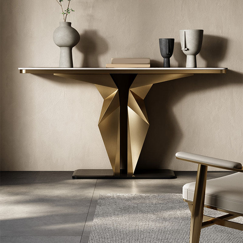 Rectangle Contemporary Console Table Gold/Black Stone Console Sofa Table