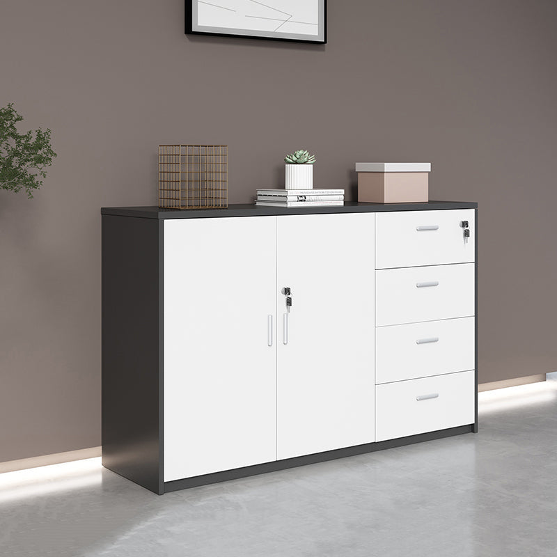 Nordic Lateral Filing Cabinet Wood Frame Key Locking File Cabinet 47"L x 16"W x 31"H White Clearhalo 'Filing Cabinets' 'filling_cabinets' 'furn' 'furn_filling_cabinets' 'Furniture' 'Office Furniture' 7536318