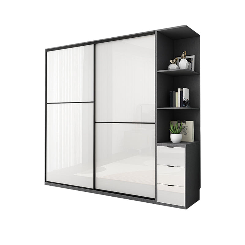 Modern Bedroom Wardrobe Wooden Storage Cabinet with Sliding Doors