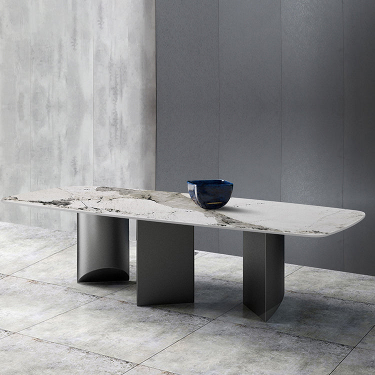 Silver Base Dinner Room Kitchen Table Contemporary Dining Table
