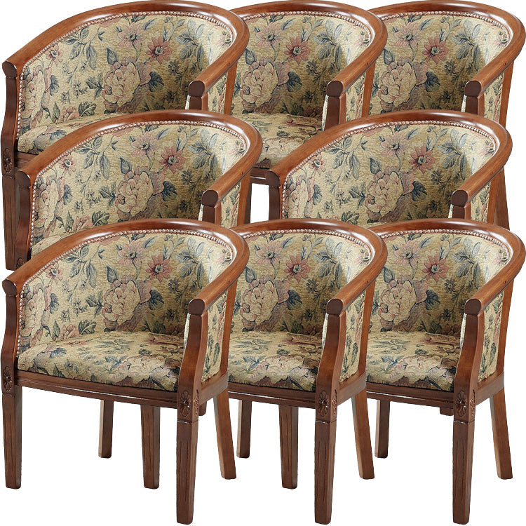 Modern Simple Arm Chair Wooden Frame Arm Dining Chair for Dining Room Yellow-Brown 8 Piece Set Clearhalo 'Dining Chairs' 'Dining Tables & Seating' 'dining_chair' 'furn' 'furn_dining_chair' 'Furniture' 'Kitchen & Dining Furniture' 7536874
