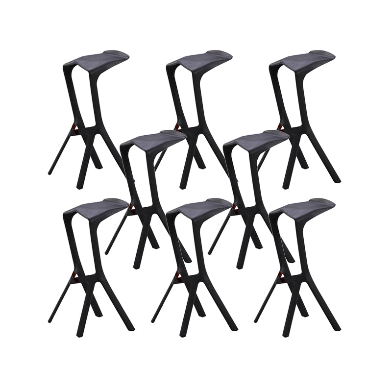 Backless Counter-height Stool Contemporary Plastic Bar & Counter Stool Black 8 Piece Set Clearhalo 'Bar Furniture' 'Bar Stools' 'bar_stools' 'furn' 'furn_bar_stools' 'Furniture' 'Kitchen & Dining Furniture' 7537373